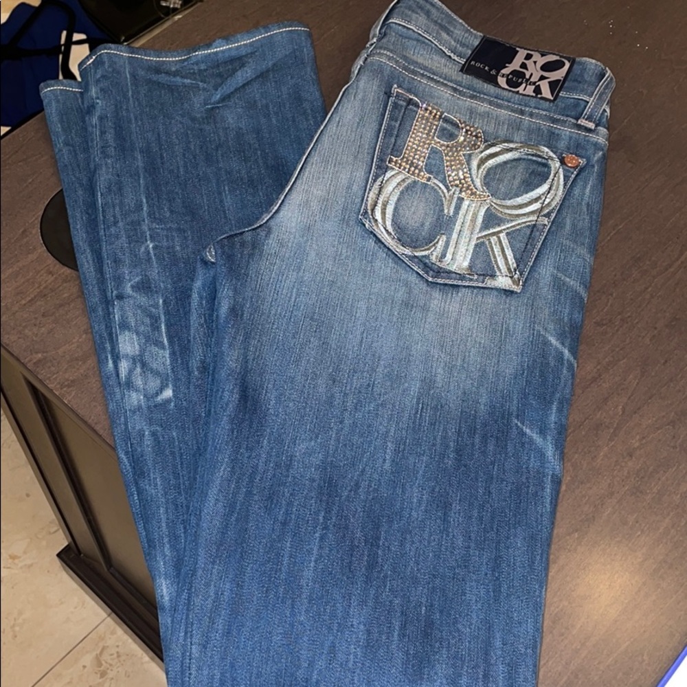 Rock & Republic Crystal embellished jean pockets